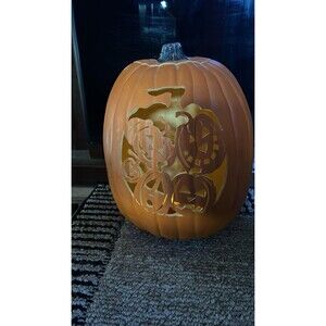 Vtg 90s Light Up Pumpkin Trick Or Treat Foam Mold Jack O Lantern  Halloween